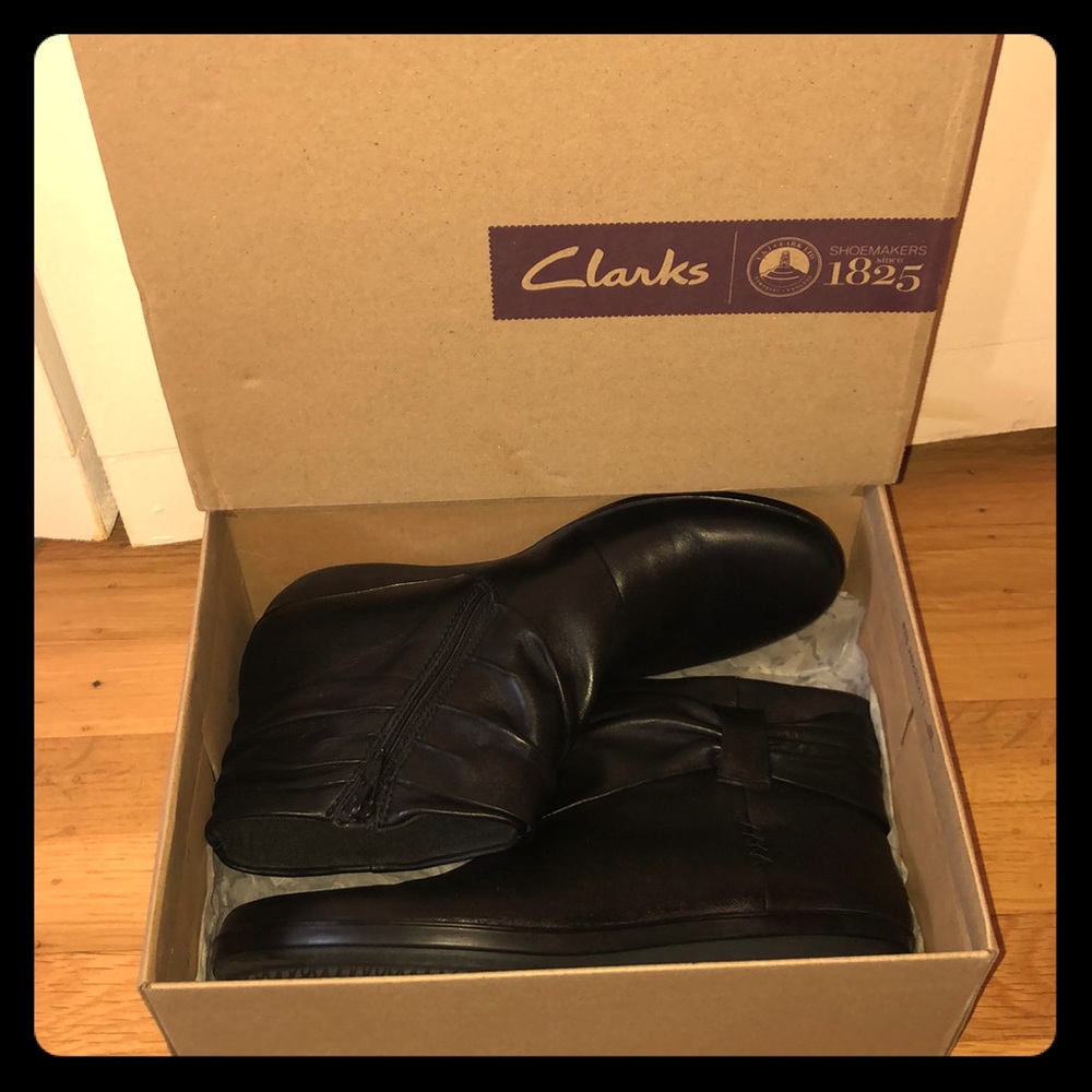 Black leather ankle boots